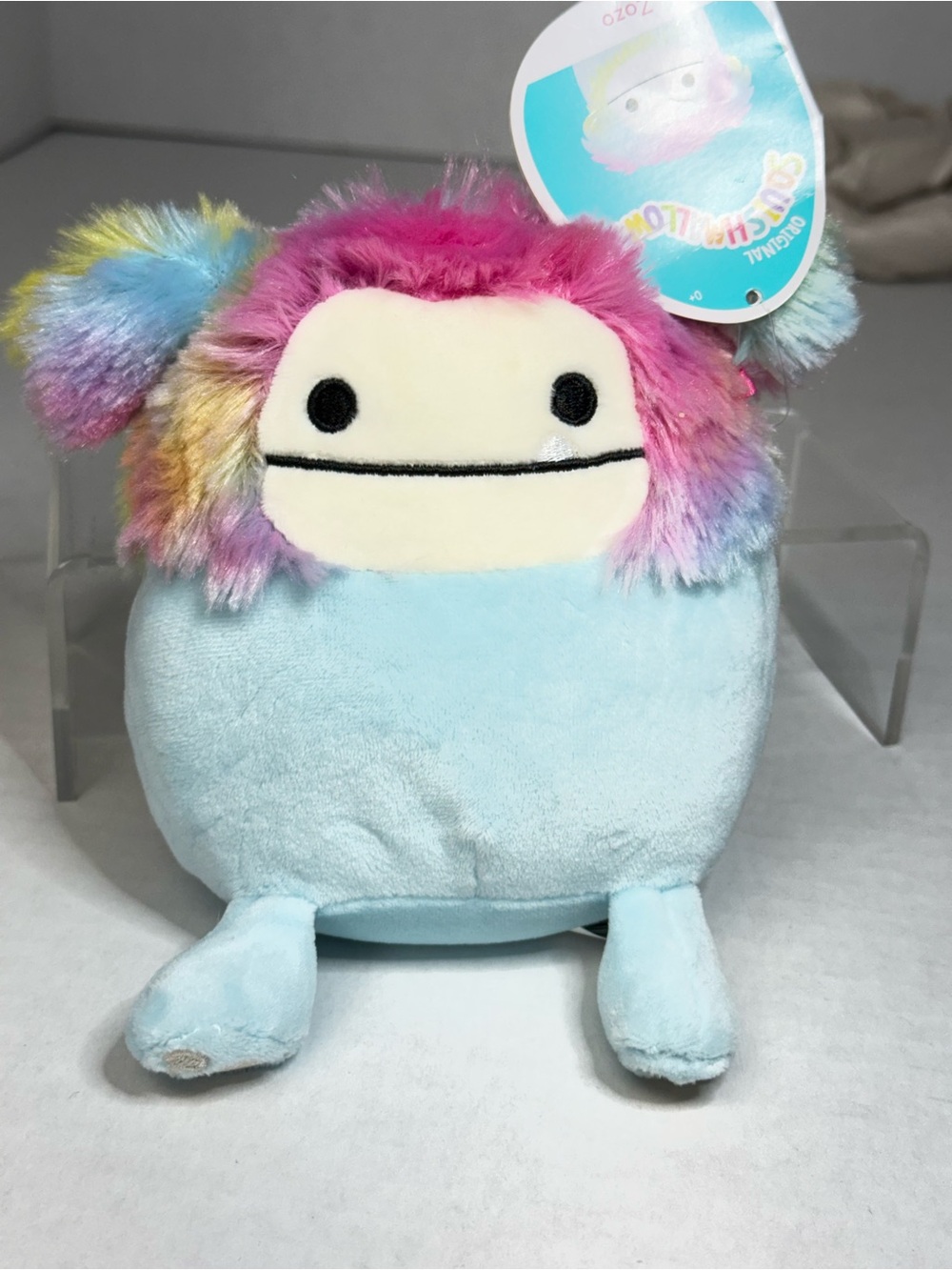 Squishmallows Zozo 5” Pastel Blue Plush with Rainbow Fuzzy Mane